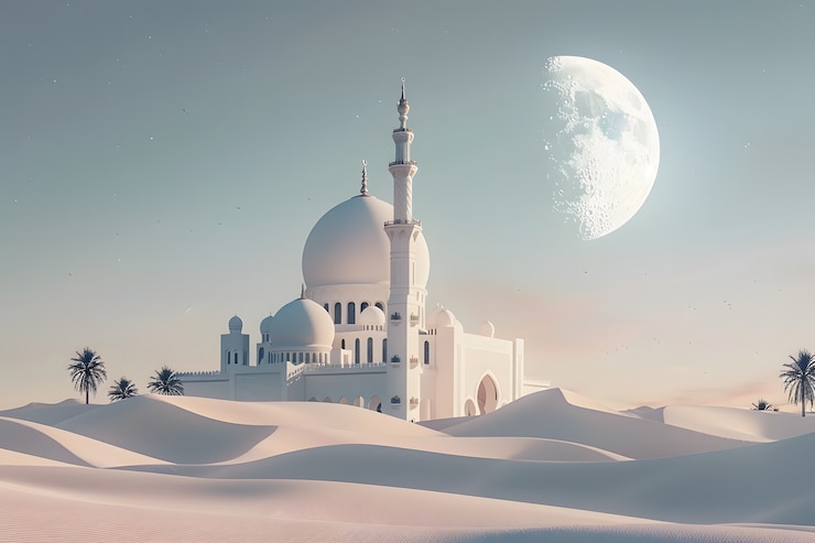Foto gratuito fantastica architettura della moschea per la celebrazione del nuovo anno islamico