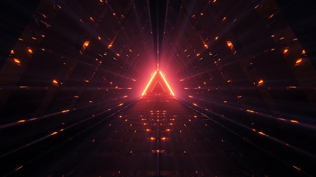 Fantastica illustrazione a forma triangolare con sfondo futuristico di luci techno fantascientifiche