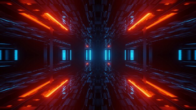 Fantastica illustrazione con forme geometriche e luci laser al neon: perfetta per gli sfondi