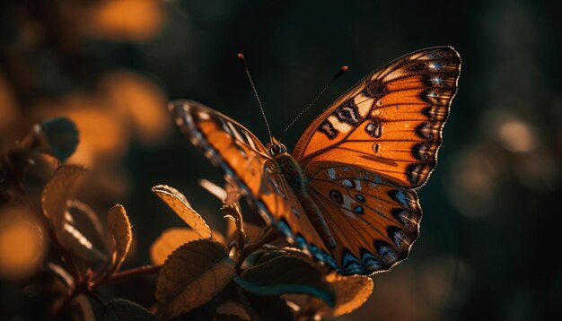 Farfalla vibrante nella bellezza naturale della foresta all'aperto generata dall'intelligenza artificiale