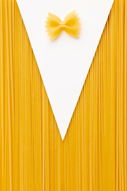 Farfalle di spaghetti crudi a forma di seme