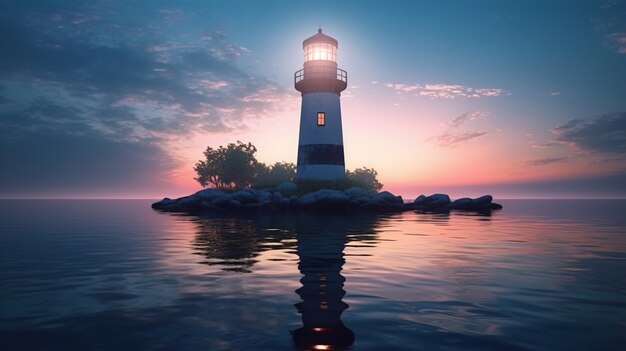 Faro circondato dall'acqua