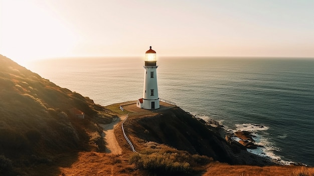 Faro circondato dall'acqua