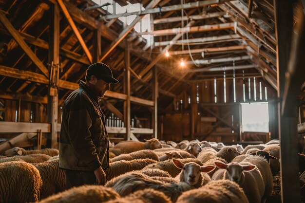 Fattoria di pecore fotorealista