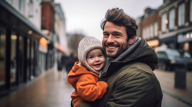 Festa del padre con il bambino.