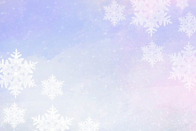 Fiocchi di neve su sfondo viola bordo invernale