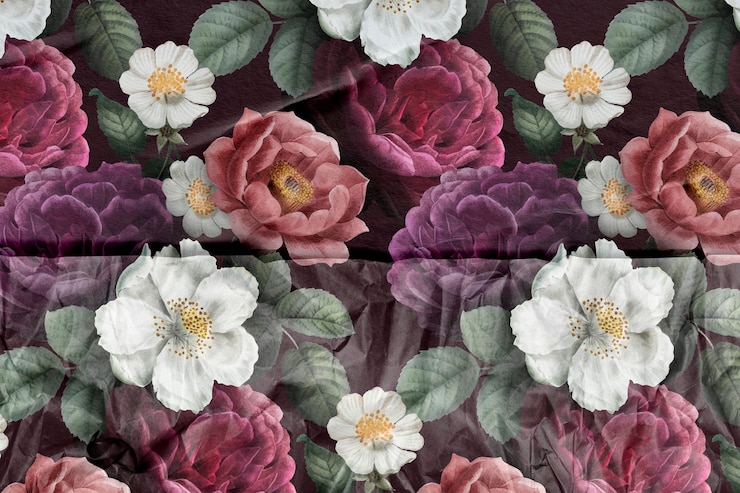 Foto gratuito fiore disegnato a mano con supporti remixati con texture di carta rugosa