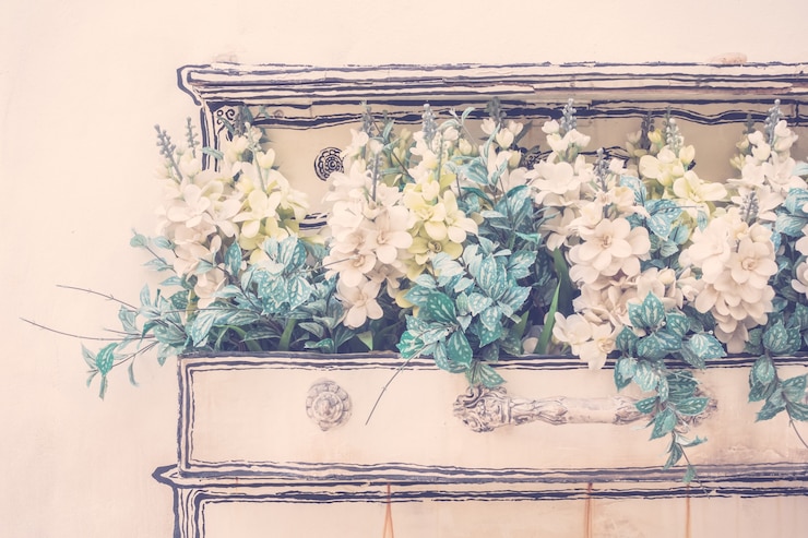 Foto gratuito fiori di arte cucina bianca fiore