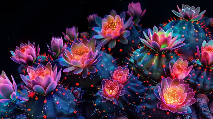Foto gratuito fiori tropicali al neon surreali