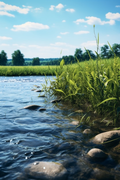 Fiume con paesaggio naturale