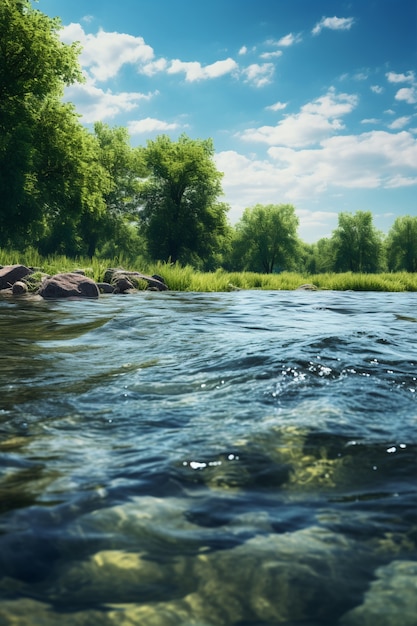 Fiume con paesaggio naturale