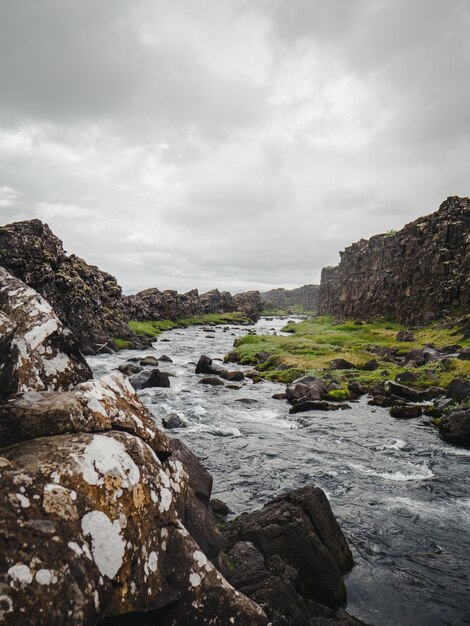 Fiume nebbioso in Islanda