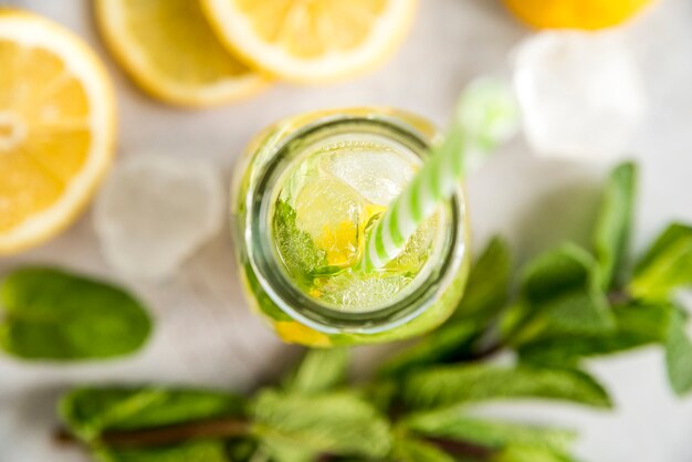 Flat lay of summer lemonade