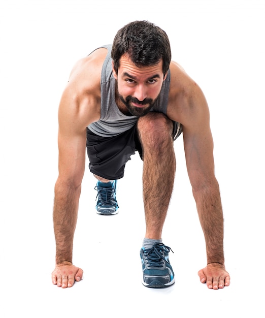 Flessibilità allungare la gamba maschile