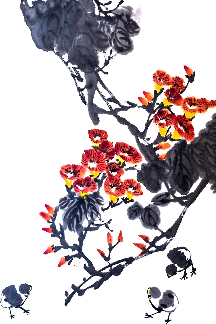 Foto gratuito floral background arte inchiostro elemento di bellezza
