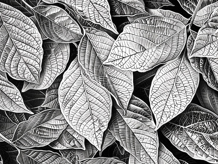 Foto gratuito foglia vintage monocromatica in stile line art