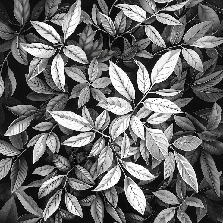 Foto gratuito foglia vintage monocromatica in stile line art