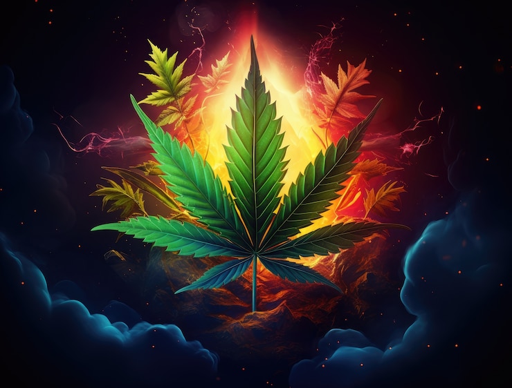 Foto gratuito foglie vivaci della pianta di marijuana con colori verdi vivaci