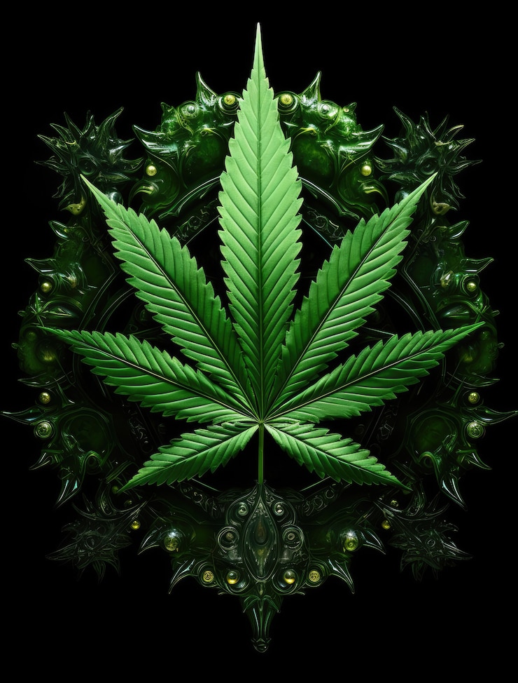 Foto gratuito foglie vivaci della pianta di marijuana con colori verdi vivaci