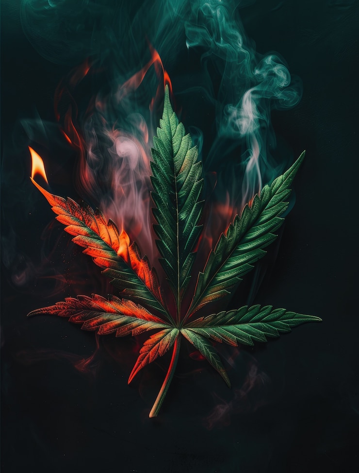 Foto gratuito foglie vivaci della pianta di marijuana con colori verdi vivaci