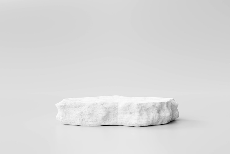 Foto gratuito fondo 3d della piattaforma dello studio di posizionamento del prodotto cosmetico o di bellezza del piedistallo dell'esposizione minima del prodotto del podio di pietra bianca