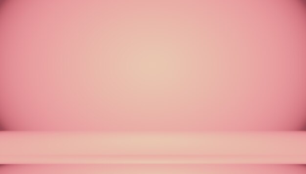 Fondo astratto vuoto liscio rosa chiaro della stanza dello studio, uso come montaggio per l'esposizione del prodotto, striscione, modello.