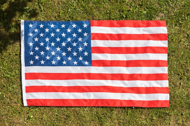 Foto gratuito fondo della bandiera americana su struttura dell&#39;erba