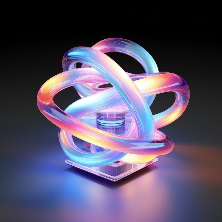 Foto gratuito forma 3d luminosa con colori olografici luminosi