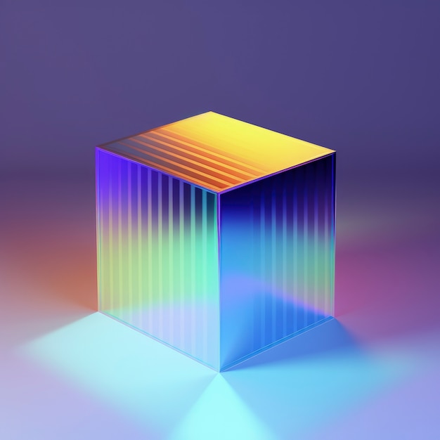 Forma 3D luminosa con colori olografici luminosi