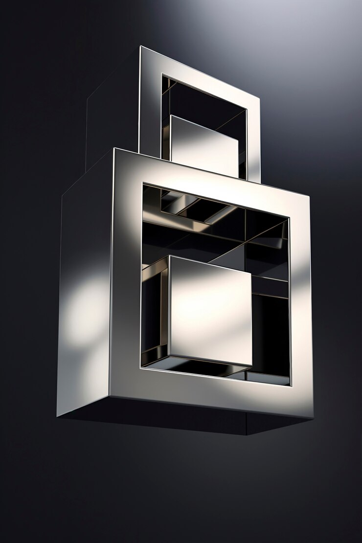 Foto gratuito forma di cubo metallico astratto