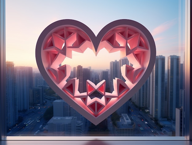 Forma di cuore 3D incorporata nell'architettura della città