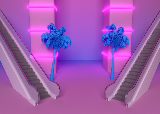 Forme 3d retrò in stile vaporwave