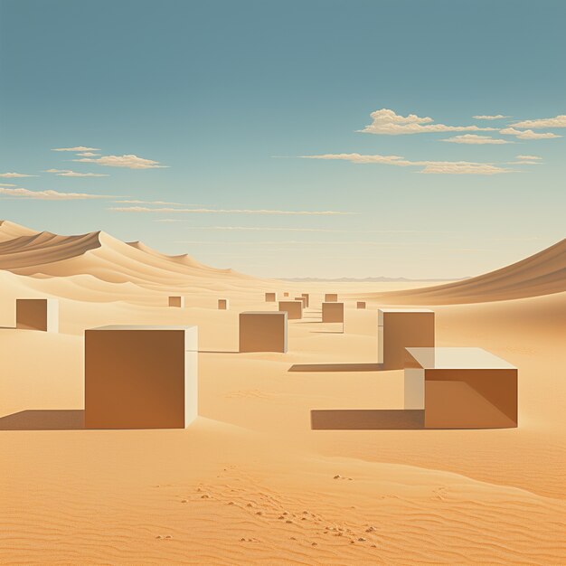 Forme geometriche surreali nel deserto sterile