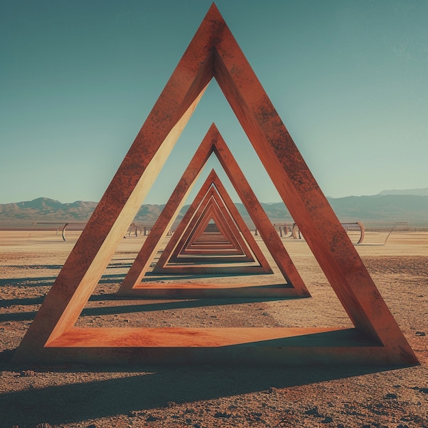 Forme geometriche surreali nel deserto sterile