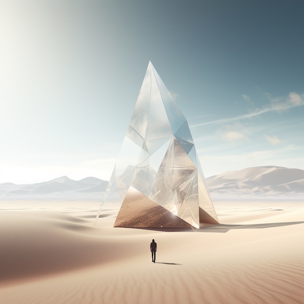 Forme geometriche surreali nel deserto sterile