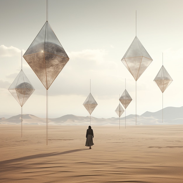 Forme geometriche surreali nel deserto sterile