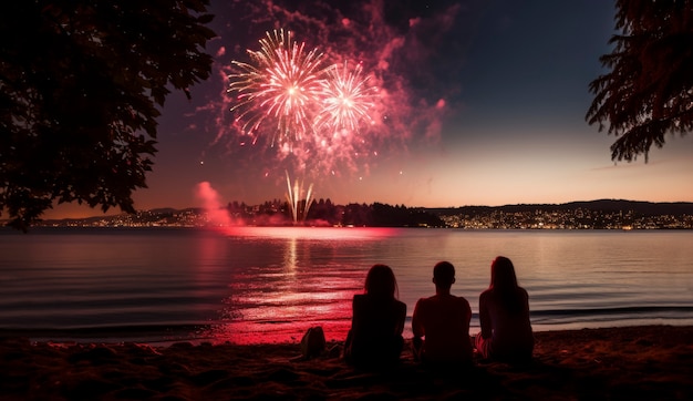 Foto completa degli amici che festeggiano il nuovo anno