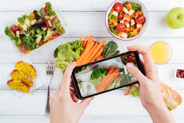 Foto di vista superiore di delizioso spuntino