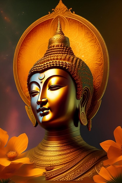 Foto gratis Gautum Buddha Vesak Purnima statua simbolo della pace sfondo