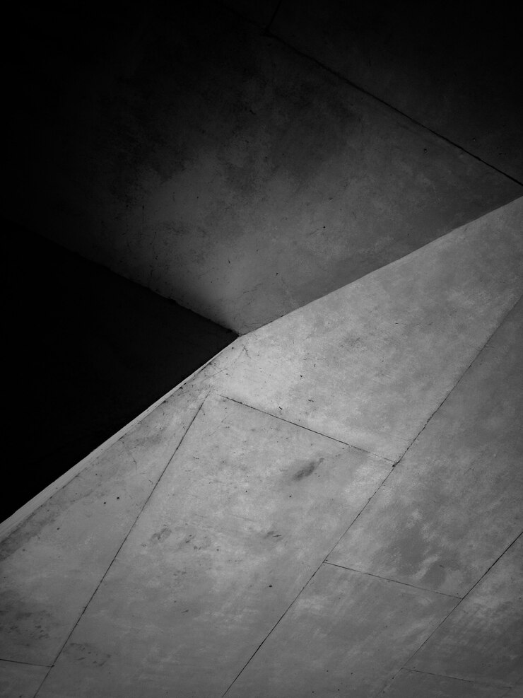 Foto in bianco e nero della struttura in cemento