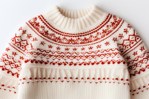 Foto ravvicinata di un maglione di Natale rosso e bianco