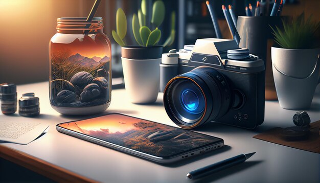 Fotocamera fotografica con dispositivi smartphone AI generativa