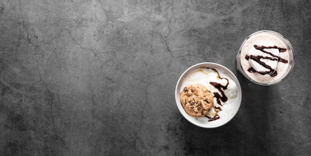 Frappè al cioccolato vista dall'alto