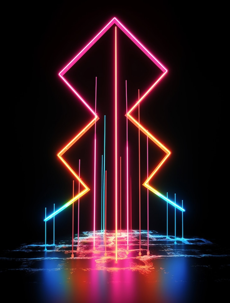 Foto gratuito freccia con colori neon brillanti