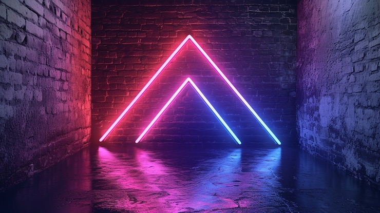 Foto gratuito freccia con colori neon brillanti