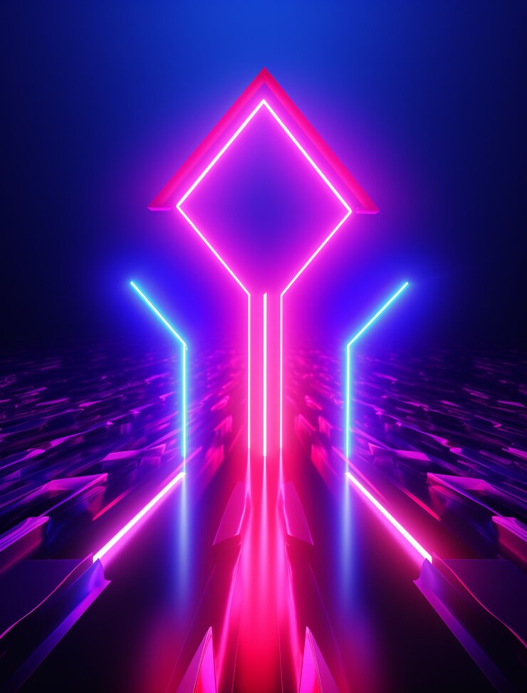 Foto gratuito freccia con colori neon brillanti