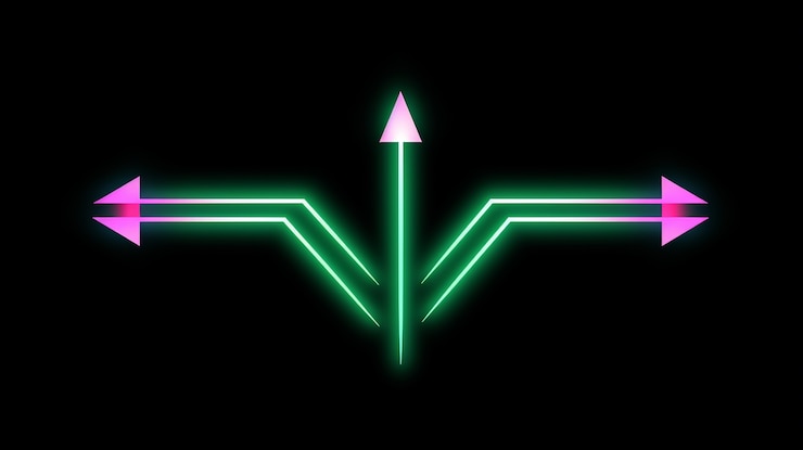 Foto gratuito freccia con colori neon brillanti