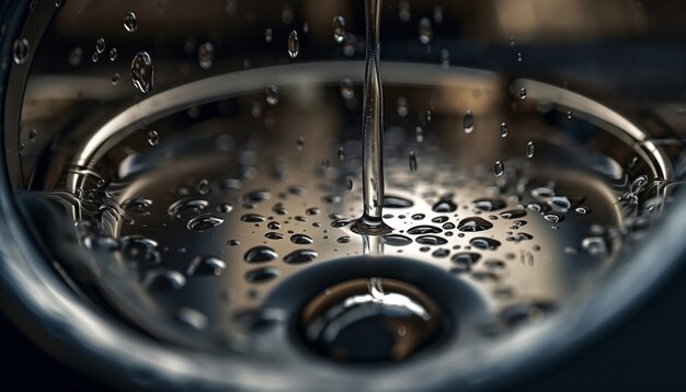 Fresche gocce di pioggia danzano sulla superficie metallica dell'auto generata dall'intelligenza artificiale