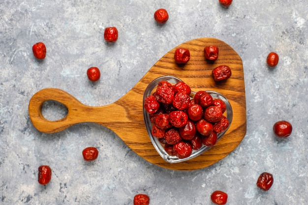 Frutti secchi assortimento sano, vista dall'alto