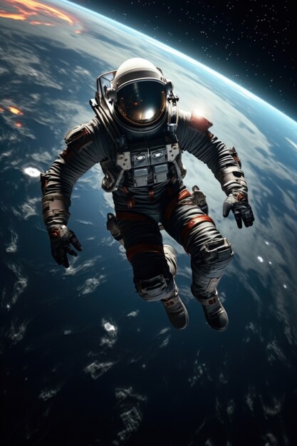 Full shot fotorealistico dell'astronauta